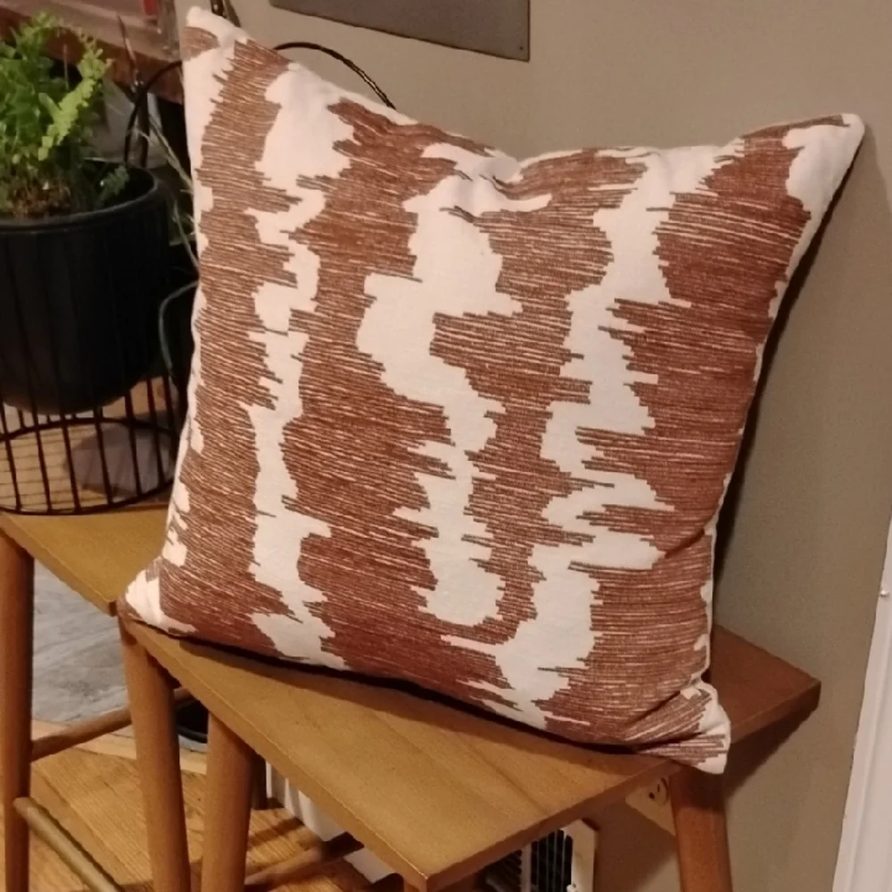 West Elm Rusty Cranberry and Cream Patterned Pillow Covers (2)